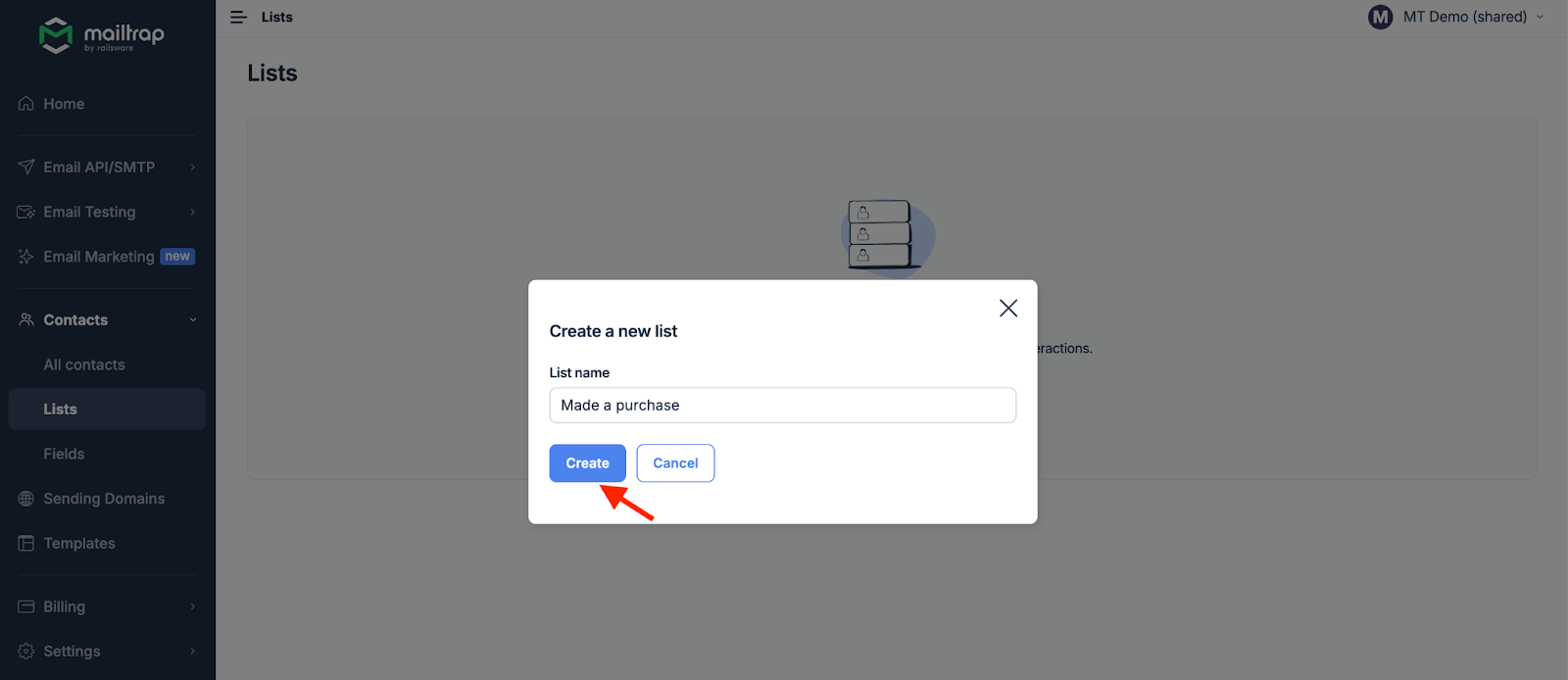 Form to enter new list name