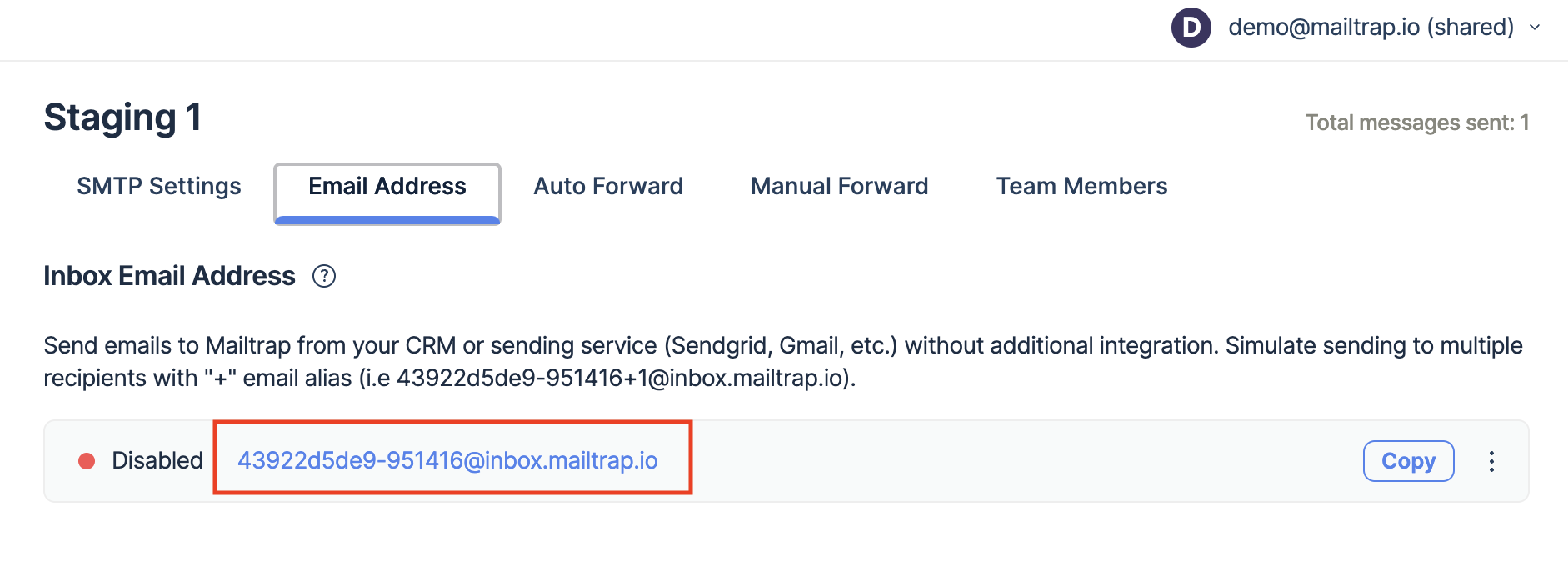 Email address customization interface showing alias and hash components for load testing